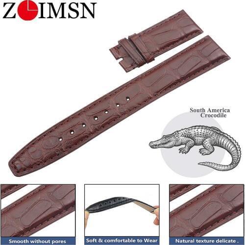ZLIMSN Genuine Real Alligator Strap Hand Made Custom Design crocodile Watch Straps For IWC Watch Band 20mm Women Mens Watch