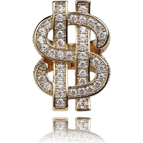 Hip Hop Rock Rings For Men Gifts New Arrival Iced Out Luxury 3D Dollar Sign Micro Pave Zircon Mens Rings