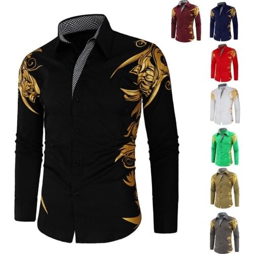 Spring Autumn Features Shirts Men Casual Gold Shirt New Arrival Long Sleeve Casual Slim Fit Male Shirts 8 Colors Size M-3XL