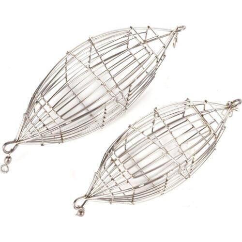 Stainless Steel Bait Cage Fishing Trap Basket Feeder Holder Wire Fishing Lure Cage Fish Bait Fishing Tackle Accessories