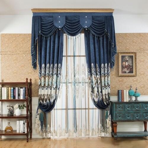High-end Thick Embroidered Curtains Water-soluble Hollow Chenille Curtains Bedroom Living Room Embroidered Curtains Customized