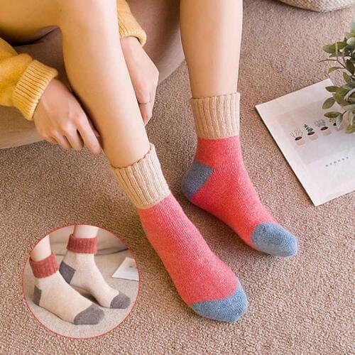 High quality winter vintage thicken warm rabbit wool women socks female fashion patchwork retro thermal cotton Girl socks