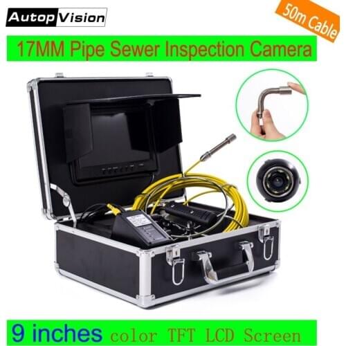 WP90 50m cable Sewer Pipe Inspection Camera Snake Video System 9''TFT LCD 6.5/17/23mm Industrial Pipeline Endoscope BORESCOPE