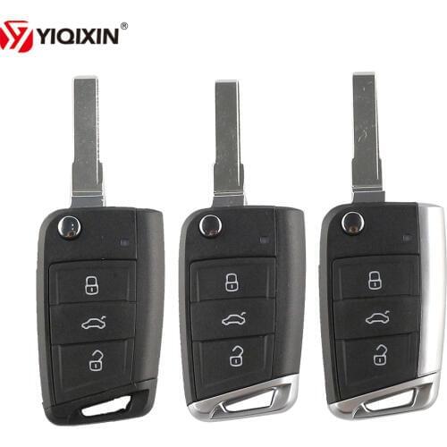 YIQIXIN 3 Button Flip Folding Remote Car Key Shell Replacement For Volkswagen VW Golf 7 4 5 GTI MK7 Skoda Octavia A7 Seat