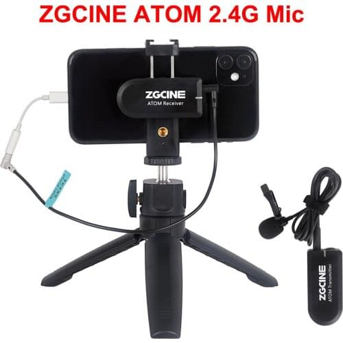 ZGCINE ATOM 2.4G Wireless Lapel Microphone Universal Receiver Kit Video Recording Mic Microphone for Camera DSLR Smartphones