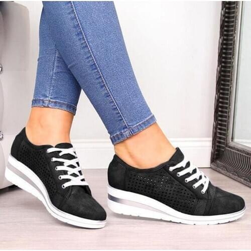 Women Shoes Sneakers 2020 New Hollow Out Breathable Platform Wedge Shoes Sneakers Women Casual Shoes