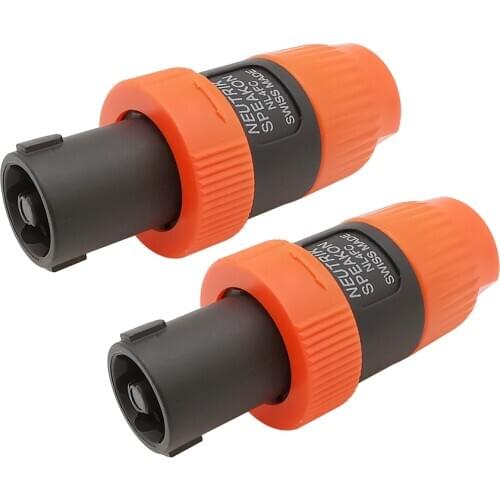 2Pcs Orange 4 Pin 4 Core NL4FC Male Plug Twist Lock Speakon Speaker Audio Cable Connector 4 Pole NL4FC Audio Plug