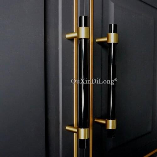 HOT 2PCS Brass+Acrylic European Furniture Handles Drawer Pulls Cupboard Wardrobe Kitchen Shoe TV Cabinet Pulls Handles & Knobs