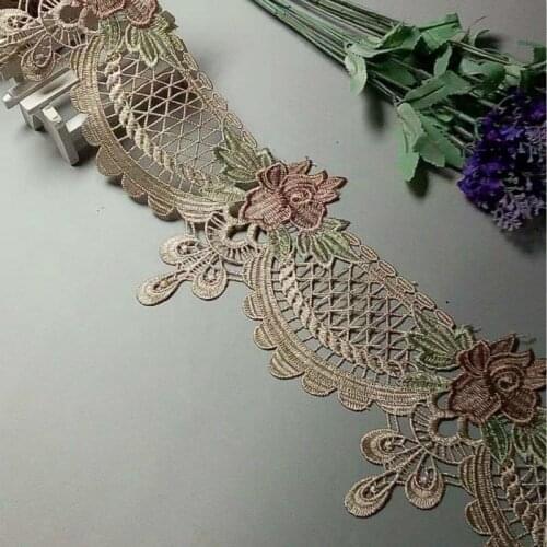 2 yards 140 mm Flower Lace Ribbon Trim for Sofa Cover Curtain Trimmings Embroidery Edge Applique Chocolate High Quality DIY