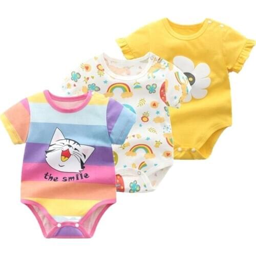 3PCS/PACK Summer 2021 Newborn Baby Boys Girls Bodysuit Cotton Home Wear Clothing Swimsuit Body Baby Girl Costume Jumpsuit