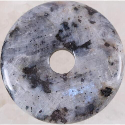 30MM CAB Cabochon Beads Natural Stone Real Black Labradorite For Jewelry Making Women Men Ring Gem Donut Bead 1Pcs K836