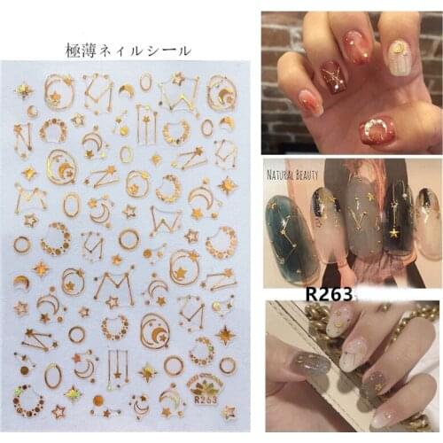 3D Gold Nails Art Manicure Back Glue Decal Decorations Design Nail Sticker For Nails Tips Beauty