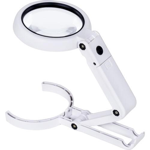 5/11X Magnifying Glass Foldable Magnifying Glass Dual Use Table Lamp Bright Stand Non Slip Hand Held 8 LED Repair Magnifier Lamp