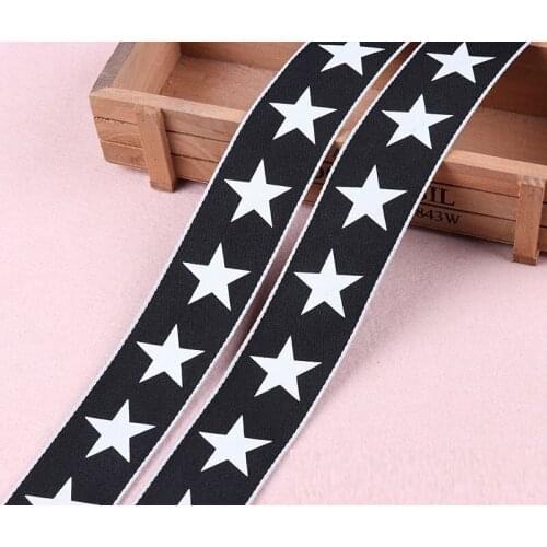 5 stars black white ribbon printed 40mm grosgrain ribbon organza lint DIY sewing supplies Accessories Decoration craft supplies