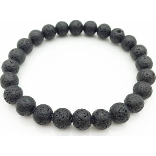 New Suitable For Male Female Friends Match Natural Black Volcanic Lava Rock Bracelet Black Matte Bead Bracelet