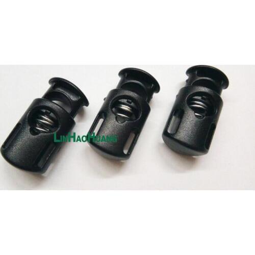 100pcs/lot black plastic stoppers cord lock 8mm hole toggles clip apparel shoelace sportswear bungee cord accessories 2017022101