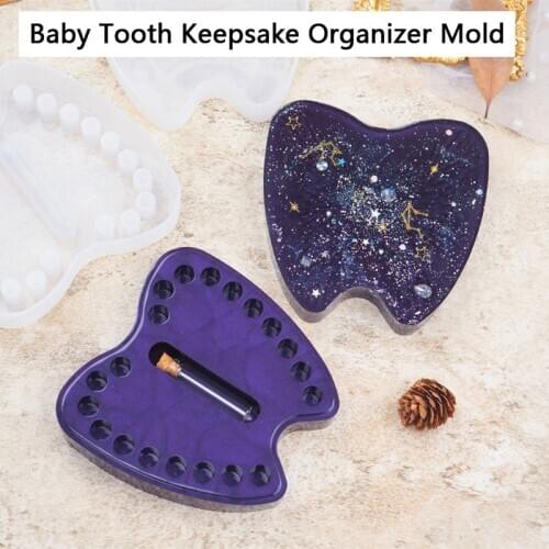 Handmade Baby Tooth Box Resin Mold Kids Memory Keepsake Organizer Tooth Fairy Holder Container Resin Casting Mold Tools