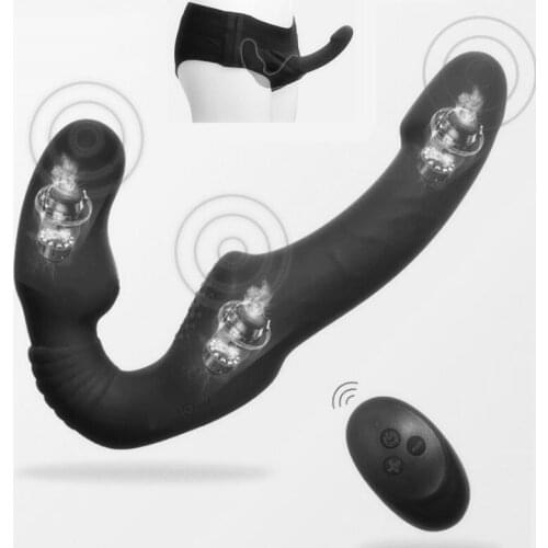 10 Speeds Strapless Strapon Dildo Vibrator Female Double Vibrating G Spot Adult Sex Toys for Women Couple Anal Prostate Massager