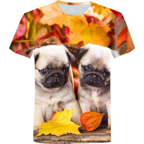 3D pastoral cute dog round neck T shirt Cool Harajuku men and women can wear tops