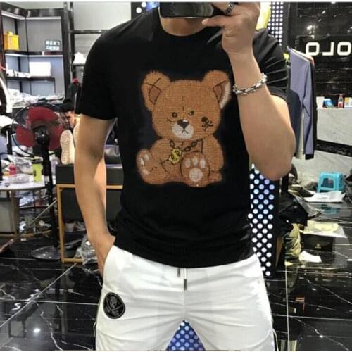 New 2021 Cotton Mens T shirt Diamonds T-shirt Men Fashion Casual Top Tee Men Hip Hop Fitness Tshirt Male