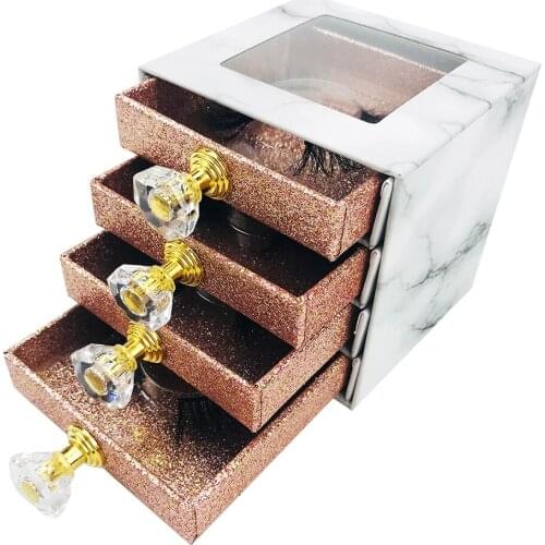 FOXYFOX NEW Four Pairs Of Eyelash Packaging Box 25mm False Eyelashes Packaging Box Lash Boxes Fake 3d Mink Lashes Glitter Case