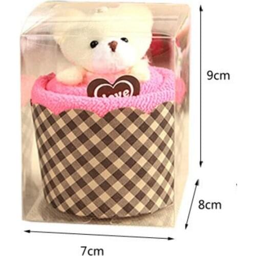 10 pcs in retail box New Arrival Creative Lovely Mini Bear Cup Cake Towel Cotton Hand Towel Face Towel Party Gifts
