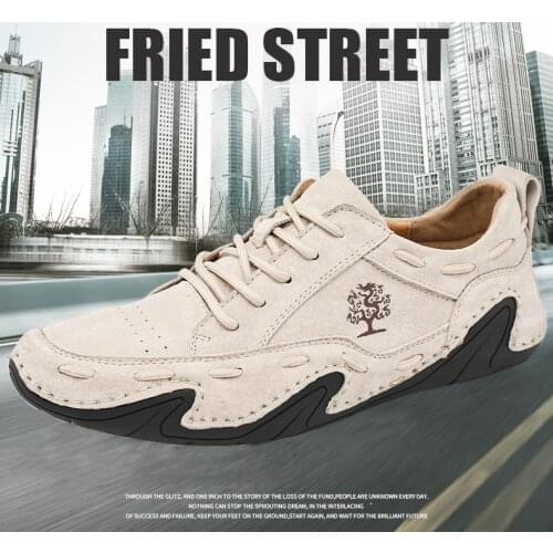 New Pig Leather Flats Mens Walking Shoes Man Sport Sneakers Training Hunting Footwear Male Outdoor Leisure Work Shoes Size 38-48