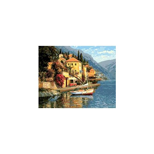 MaHuaf-X1277 Lake Como Blossom Framed DIY Painting By Numbers Kits Modern Wall Art Picture Handpainted For Home Decor 40x50