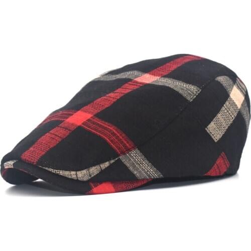 Plaid New Hat Male Beret Cotton Female Spring And Autumn Male Tide Hat Female Outdoor Sun Hat A1