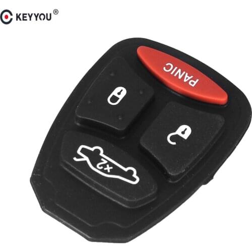 KEYYOU 10pcs/lot Remote Key Fob Replacement 4 Buttons Rubber Pad For Chrysler Dodge Jeep Buttons Repair Key Cover Case