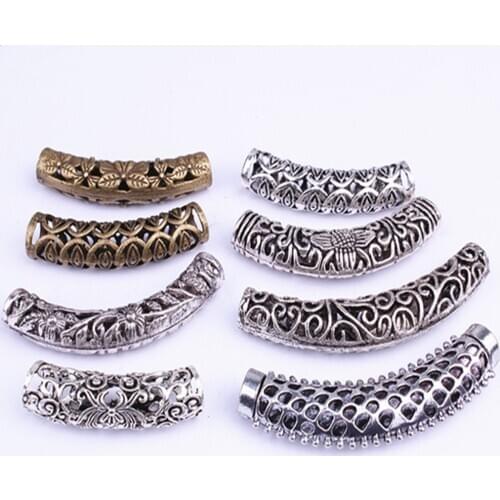 African Hair Braid Copper Tube Metal Hollow Hair Ring Dread Bead Dreadlock Cuffs Jewelry Decoration Accessories Gold Silver