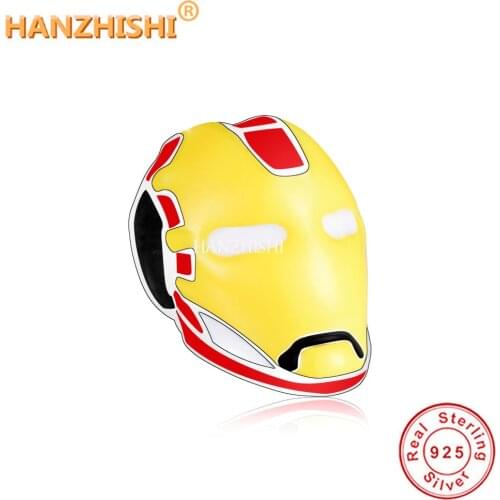 Fashion 925 Sterling Silver Shinning Yellow Red Man Helmet Beads Charms Fit Original Pandora Charm Bracelet Jewelry Berloque