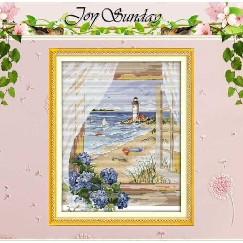 Seascape Outside the Window Counted Cross Stitch 11CT 14CT Cross Stitch Set landscape Cross-stitch Kits Embroidery Needlework