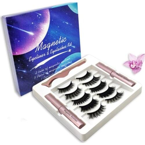 5pairs Magnetic Eyelash Magnetic Liquid Eyeliner Set False Eyelashes Waterproof Long Lasting Eyelash Extension Easy To Wear New