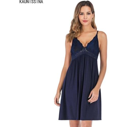 Summer Lace Nightgown Women Sexy Nightwear Dress Spaghetti Straps Sleeveless Sleepwear Nightdress Female Chemise Sleepshirts