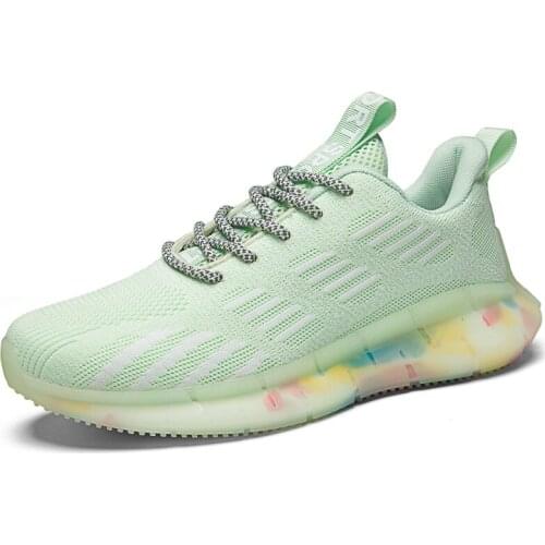 2021 New Trending Breathable Comfortable Mesh Running For Men Sport Flying Black Brown Green Sneakers 39-46