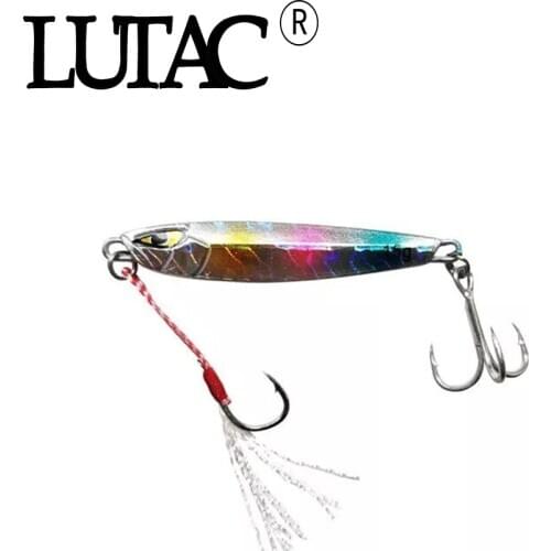 LUTAC Wholewater Long Casting 68mm 30g LJ05B Metal Jigging Hard Lure Treble Hook Artificial Bait In Stock Lead Fish Tackle