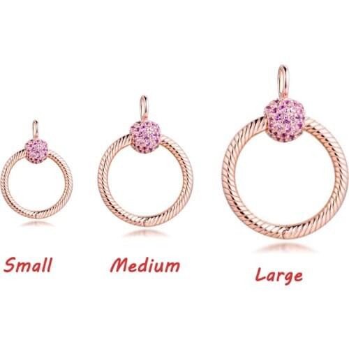 Necklaces 3 Sizes Rose Pave O Collier Necklace Sterling Silver 925 Jewelry Women Collare Mujer Naszyjnik Colar Joyas de Plata