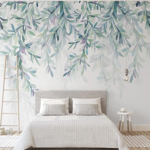 Custom Photo Mural 3D Wallpaper Modern Green Leaves Watercolor Nordic Style Fresco Living Room TV Bedroom 3D Tapety Home Decor