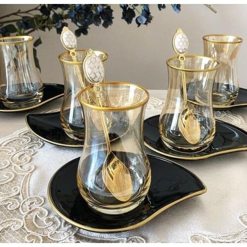 Gilded 12 Piece 6 Personality tea Set tea Team cup Plate Turkish tea cup sets