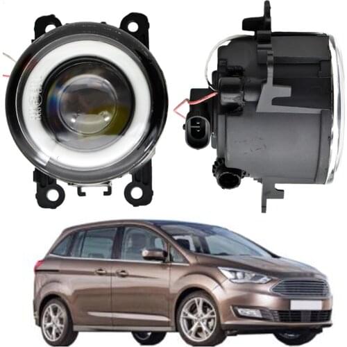 For Ford Grand C-Max MPV 2010-2015 Car LED Fog Lamp Angel Eye DRL Daytime Running fog Light H11 12V Styling fog lights foglamps