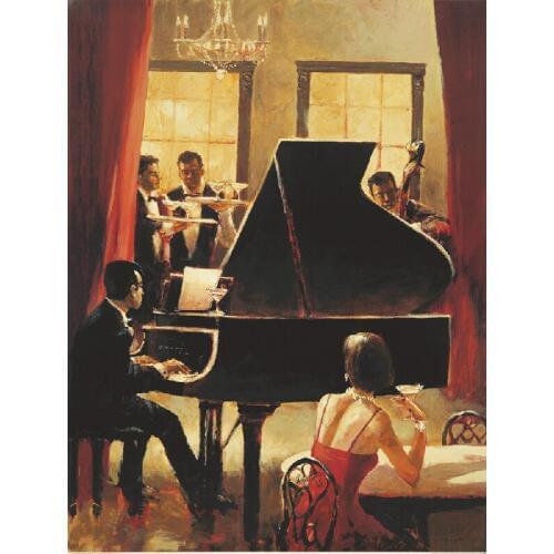 Prints Romantic picture a beauty looking the Music Stage in the Fine dining music art picture fine gift for friends