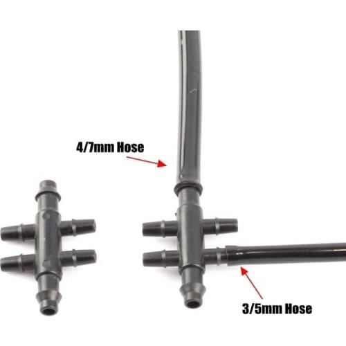 15pcs 4/7mm To 3/5mm Garden Hose 6-Ways Barbed Connectors Horticulture Watering System Pipe Splitters Irrigation Tube Joints