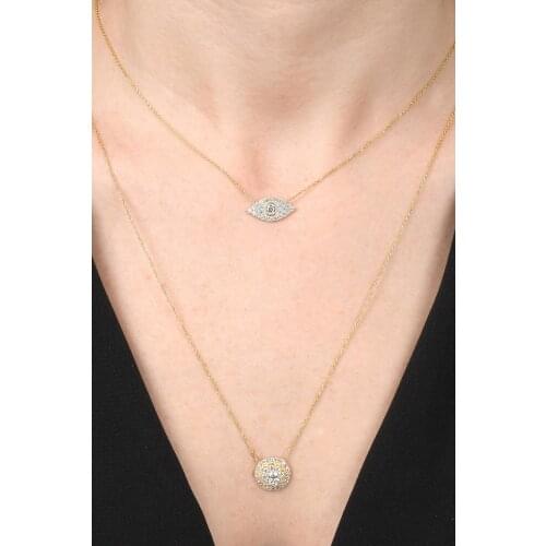 Silver, Very Long White Cubic Zirconia 2li Evil Eye And Round Necklace, best present options for Your Loved Ones