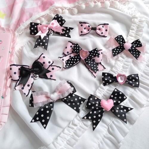 Black Pink Bow Hairpin Headdress Candy Cake First Love Sweetheart Honey Doll Lolita Gadget