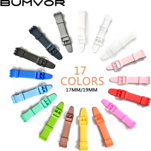 BUMVOR Replacement watchband watch band strap for Swatch strap 17mm and 19mm High quality Please mark size and color