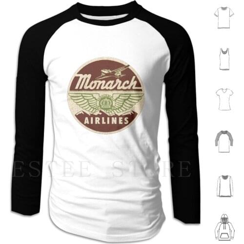 Monarch Hoodies Long Sleeve Monarch Vintage Air Travel Pilot Boeing Stewardess Pan Am Twa United