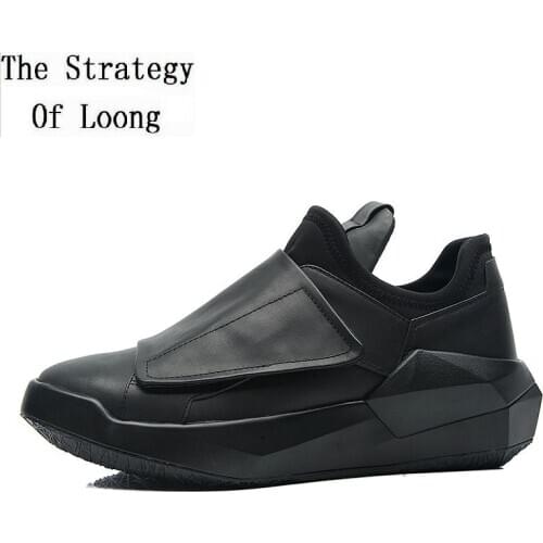 Spring Autumn British Style Men Genuine Leather Hook&Loop Board Shoes Male Height Increasing Lazy Casual Sneaker Shoes 200111