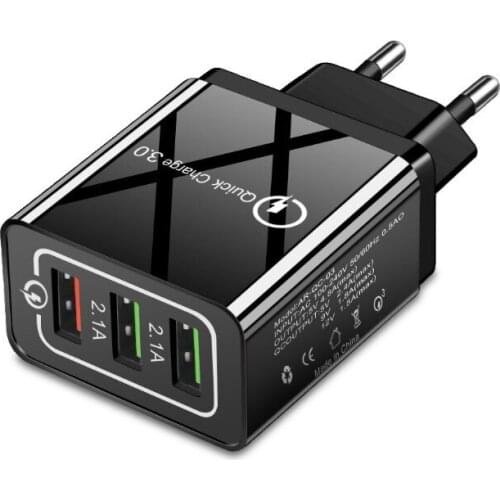 QC 3.0 Charger 3usb5v/9V/12V Traveling Phone Chargers US Standard European Standard 2.4A Fast Charging Head