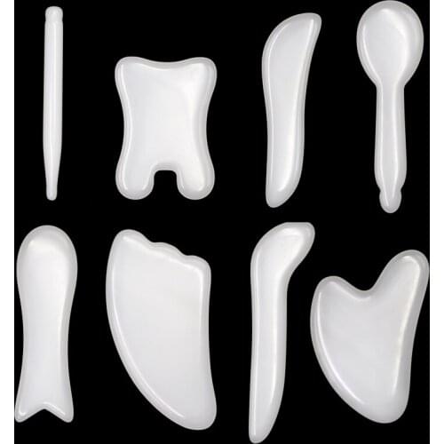1pc 8 Sizes Imitation Jade Face Massage Guasha Board Scraper For Face Neck Back Body Acupuncture Pressure Therapy Body Care Tool